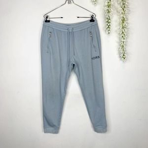 MENS MICHAEL KORS sweatpants joggers zipper pockets light blue 2857